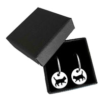 Load image into Gallery viewer, Cat Charm Hoop Earrings - Silver - WeeShopyDog