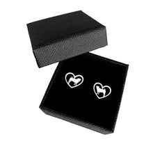 Load image into Gallery viewer, Pug Stud Earrings - Silver Heart - WeeShopyDog
