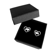 Load image into Gallery viewer, Pug Stud Earrings - Silver Heart - WeeShopyDog
