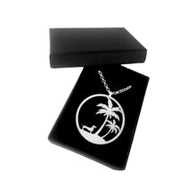 Load image into Gallery viewer, Dachshund Palm Tree Pendant Necklace - Silver/14K Gold-Plated - WeeShopyDog
