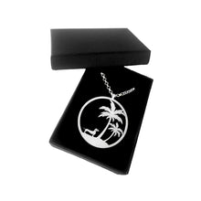 Load image into Gallery viewer, Dachshund Palm Tree Pendant Necklace - Silver/14K Gold-Plated - WeeShopyDog