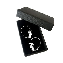 Load image into Gallery viewer, Dachshund Hoop Earrings - Silver |Sit-up - WeeShopyDog