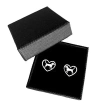 Load image into Gallery viewer, Beagle Stud Earrings - Silver Heart - WeeShopyDog