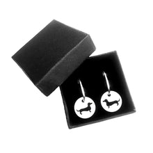 Load image into Gallery viewer, Dachshund Hoop Dangle Earrings - Silver/14K Gold-Plated |Line Circle - WeeShopyDog