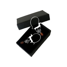 Load image into Gallery viewer, Dachshund Hoop Earrings - Silver and Carnelian |Line - WeeShopyDog
