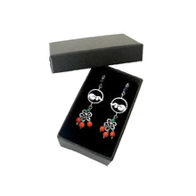 Load image into Gallery viewer, Dachshund Dangle Earrings - Silver and Chandelier Gemstones |Dog Circle - WeeShopyDog