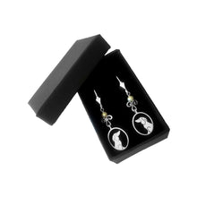 Load image into Gallery viewer, Dachshund Dangle Earrings - Silver and Pearl |Image - WeeShopyDog