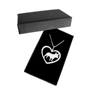 French Bulldog Pendant Necklace - Silver Heart - WeeShopyDog