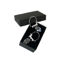 Load image into Gallery viewer, Dachshund Hoop Earrings - Silver and Opalite |Line - WeeShopyDog