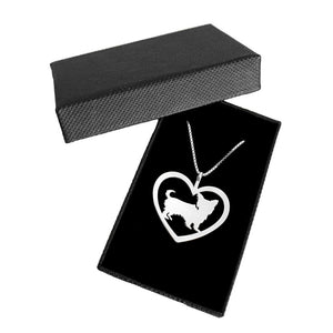 Yorkie Pendant Necklace - Silver Heart - WeeShopyDog