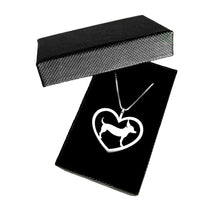 Load image into Gallery viewer, Chihuahua Pendant Necklace - Silver Heart - WeeShopyDog