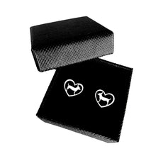 Load image into Gallery viewer, Chihuahua Stud Earrings - Silver Heart - WeeShopyDog