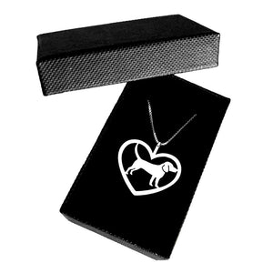 Beagle Pendant Necklace - Silver Heart - WeeShopyDog