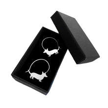 Load image into Gallery viewer, Corgi Hoop Earrings - Silver/14K Gold-Plated |Line - WeeShopyDog