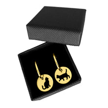 Load image into Gallery viewer, Cat Earrings - 14K Gold-Plated Charm Hoop - WeeShopyDog
