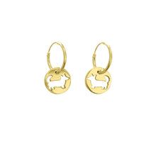 Load image into Gallery viewer, Cardigan Corgi Charm Hoop Earrings - 14K Gold Plated - WeeShopyDog