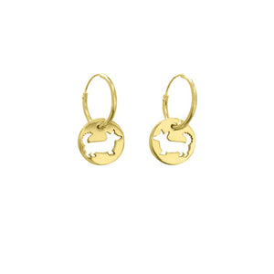 Cardigan Corgi Charm Hoop Earrings - 14K Gold Plated - WeeShopyDog