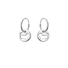 Load image into Gallery viewer, Cardigan Corgi Charm Hoop Earrings - Silver - WeeShopyDog