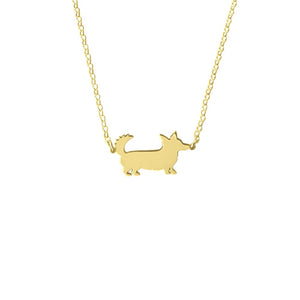 Cardigan Corgi Pendant Necklace- 14K Gold Plated - WeeShopyDog