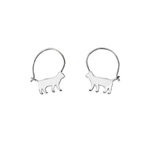 Load image into Gallery viewer, Cat Earrings - Silver Hoop - WeeShopyDog