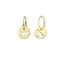 Load image into Gallery viewer, Cat Earrings - 14K Gold-Plated Charm Hoop - WeeShopyDog