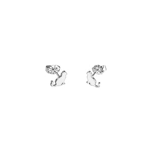 Cat Earrings - Silver Sit Cat Stud Earrings - WeeShopyDog