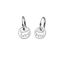 Load image into Gallery viewer, Cat Earrings - Silver Charm Hoop - WeeShopyDog