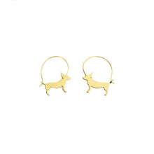 Load image into Gallery viewer, Chihuahua Hoop Earrings - Silver/14K Gold-Plated |Line - WeeShopyDog