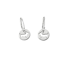 Load image into Gallery viewer, Chihuahua Charm Hoop Earrings - Silver/14K Gold-Plated |Line Circle