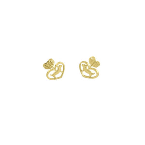 Chihuahua Stud Earrings - 14K Gold-Plated Heart - WeeShopyDog