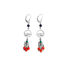 Load image into Gallery viewer, Dachshund Dangle Earrings - Silver and Chandelier Gemstones |Dog Circle - WeeShopyDog