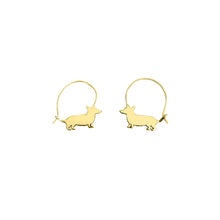 Load image into Gallery viewer, Corgi Hoop Earrings - Silver/14K Gold-Plated |Line - WeeShopyDog