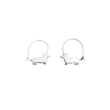 Load image into Gallery viewer, Corgi Hoop Earrings - Silver/14K Gold-Plated |Line - WeeShopyDog