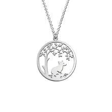 Load image into Gallery viewer, Corgi Little Tree Of Life Pendant Necklace - Silver/14K Gold-Plated - WeeShopyDog