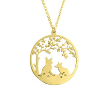 Load image into Gallery viewer, Corgi Tree Of Life Pendant Necklace - Silver/14K Gold-Plated - WeeShopyDog
