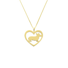 Load image into Gallery viewer, Corgi Necklace - 14k Gold Plated Heart Pendant - WeeShopyDog