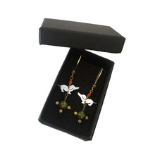 Load image into Gallery viewer, Dachshund Dangle Drop Earrings - 14K Gold Filled, Silver & Chrysoprase |Dog Fun - WeeShopyDog