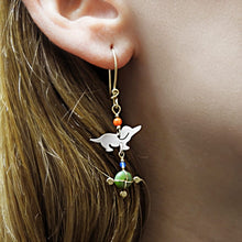 Load image into Gallery viewer, Dachshund Dangle Drop Earrings - 14K Gold Filled, Silver & Chrysoprase |Dog Fun - WeeShopyDog