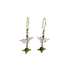 Load image into Gallery viewer, Dachshund Dangle Drop Earrings - 14K Gold Filled, Silver & Chrysoprase |Dog Fun - WeeShopyDog