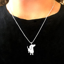 Load image into Gallery viewer, Dachshund Necklace and Dangle Earrings SET - Silver |I - WeeShopyDog