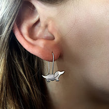 Load image into Gallery viewer, Dachshund Drop Earrings - Silver |Dog Fun - WeeShopyDog