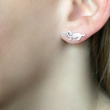 Load image into Gallery viewer, Dachshund Stud Earrings - Silver/14K Gold-Plated |Dog Fun - WeeShopyDog