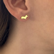 Load image into Gallery viewer, Corgi Stud Earrings - Silver/14K Gold-Plated |Line - WeeShopyDog