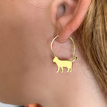 Load image into Gallery viewer, Cat Earrings - 14k Gold-Plated Hoop - WeeShopyDog