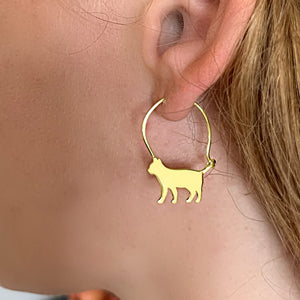 Cat Earrings - 14k Gold-Plated Hoop - WeeShopyDog