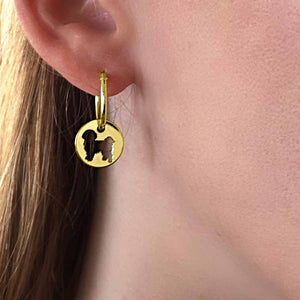 Shih Tzu Earrings - 14K Gold-Plated Charm Hoop- WeeShopyDog