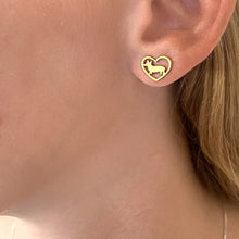 Load image into Gallery viewer, Corgi Necklace and Stud Earrings SET - Silver/14K Gold-Plated |Heart