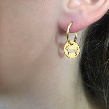 Load image into Gallery viewer, Chihuahua Charm Hoop Earrings - Silver/14K Gold-Plated |Line Circle