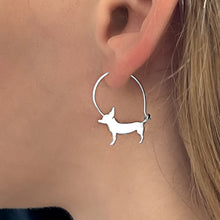 Load image into Gallery viewer, Chihuahua Hoop Earrings - Silver/14K Gold-Plated |Line - WeeShopyDog
