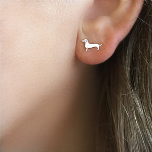 Dachshund Stud Earrings - Silver/14K Gold-Plated |Line - WeeShopyDog